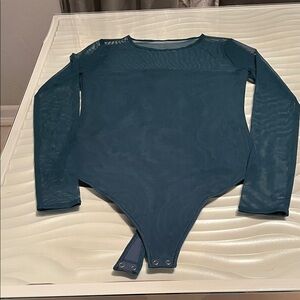 Elegant Teal Long Sleeve Bodysuit for Women